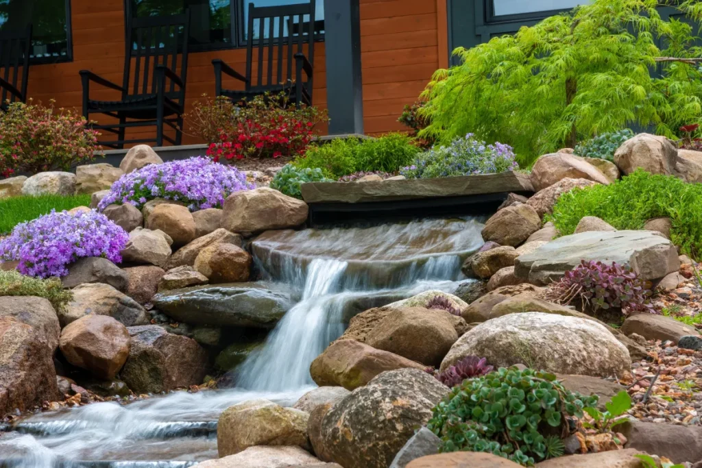 Beautifully arranged landscape stone boulders